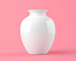 © bcendet - White vase on pink background. For flower arrangement, minimal art design element