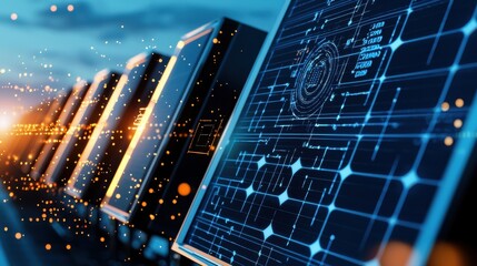 Poster - futuristic digital technology backdrop with glowing circuit board and data connections
