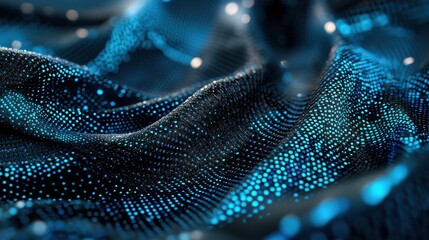 Poster - captivating abstract digital fractal fluid visualization with luminous particles and dynamic energy 