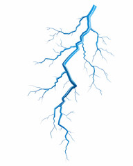 Blue lightning bolt strike illustration on a blank background for graphic design