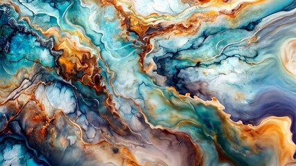 Poster - Swirling colors and textures captured in an abstract expression of nature’s beauty through vibrant hues. Generative AI