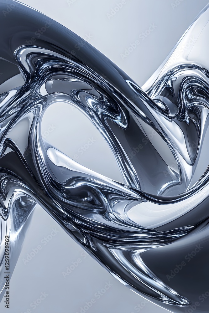 Loop Metallic Pattern Metallic Liquid Chrome Infinity Loop with Ultra-Detailed Reflections ...