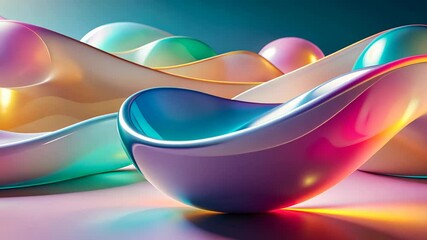 Poster - Colorful abstract shapes create a mesmerizing visual experience in a tranquil setting. Generative AI