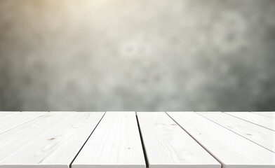Wall Mural - white wood table top on blurred abstract background