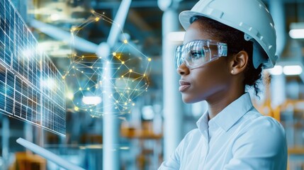 Poster - Engineer Inspecting Digital Technology in Smart Factory Environment