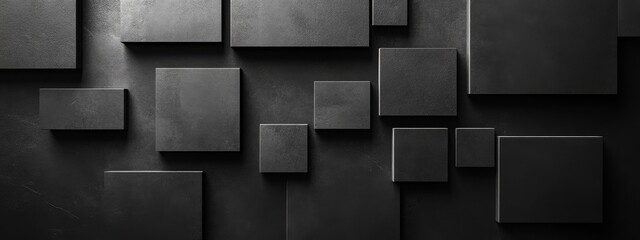 Aufkleber - Contemporary geometric shapes for design. Banner template with white space in the center on a black background. Ideal for creative projects, modern advertisements, and stylish web designs.