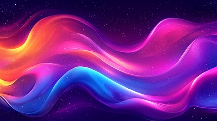 Poster - Abstract cosmic waves, vibrant colors, nebula background, digital art, website banner