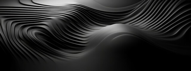Aufkleber - Dark Black Background with Organic Patterns and Lines, Banner Template with White Space for Text. Minimalist Abstract Wallpaper with Copy Space on Black Background. Geometric Modern Wallpaper.