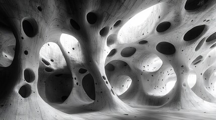 Aufkleber - Abstract cavernous interior, light diffuses, textured walls, science fiction background, ideal for design
