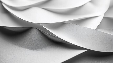 Poster - Abstract paper art, swirling folds, grayscale texture, studio backdrop, design element