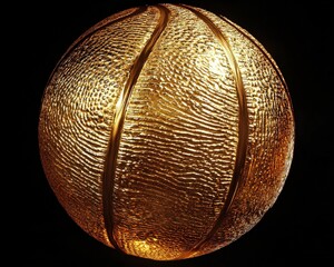 Wall Mural - Gold Basketball. Athletic Sport Ball for Fitness in Three-Dimensional Closeup