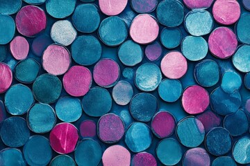 Poster - Colorful circular patterns create a vibrant abstract background in shades of teal, pink, and violet