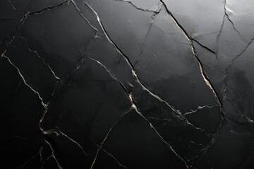 Poster - Textured black marble surface with striking white veins showcases elegance and sophistication in design