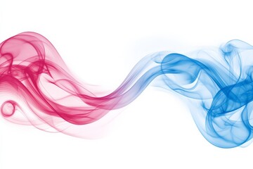 Wall Mural - Colorful wisps of smoke blend together in a dynamic flow demonstrating an artistic display of red and blue hues