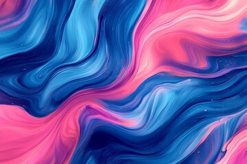 Fototapete - Colorful abstract waves form a vibrant swirl of blue and pink hues in a dynamic artistic composition
