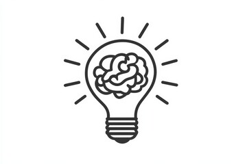 Poster - Light bulb illustration with brain symbolizing creative thinking and innovation concepts in modern design