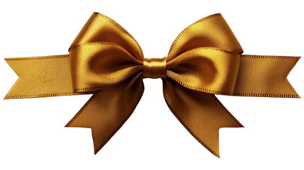 a luxurious golden ribbon bow, elegantly designed for gift wrapping and decoration isolated on white