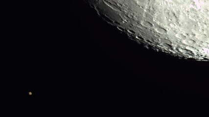 Wall Mural - Mars and Moon conjunction close up view realtime