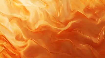 Wall Mural - Abstract orange fabric cascades in fluid folds and highlights