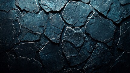 Aufkleber - Dark blue stone wall texture background