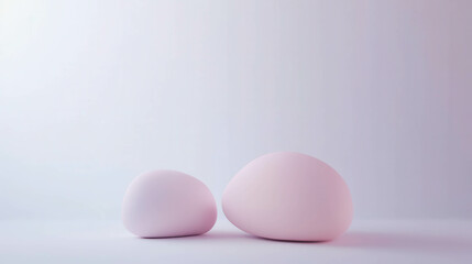 Poster - Soft Rounded Shapes in Minimalist 3D Scene with Gentle Color Palette and Smooth Texture