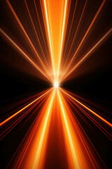 Wall Mural - dynamic orange light effect with straight lines radiating from center in abstract background