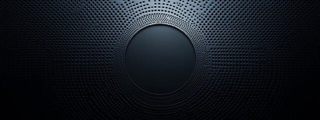Aufkleber - Intricate black grids and circles on a dark background. Geometric design for banner template with white space in the center for text. Minimalist wallpaper with copy space.