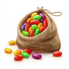 Wall Mural - Bag of Colorful Jelly Beans, isolated on white