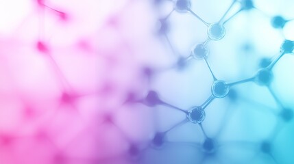 Aufkleber - abstract image of a molecule structure with pink and blue gradient background, concept for science, 