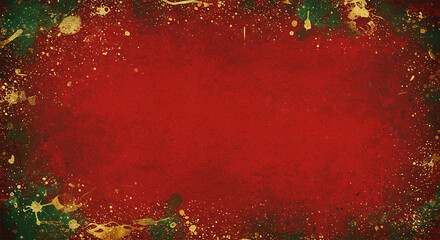 Poster - Red background with texture and distressed vintage grunge and watercolor paint stains in elegant Christmas color illustration