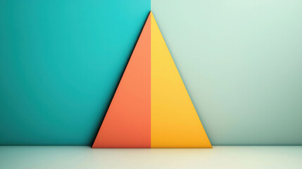 Poster - Vibrant Flat Design Triangle in Contrasting Colors Adjacent to a Soft Background Space