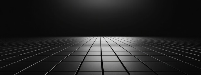 Aufkleber - Minimalist black background with abstract grid patterns. Banner template with white space in the center for text. Suitable for contemporary websites, modern posters, and clean advertisements.