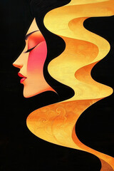 Poster - Captivating Abstract Portrait of a Woman: A Modern Art Piece Celebrating Beauty and Expression Through Vivid Color and Creative Design
