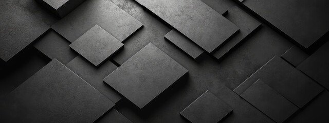 Aufkleber - Minimalist black background with abstract shapes for design and banner templates. Modern geometric wallpaper with negative space and a central white space for text.