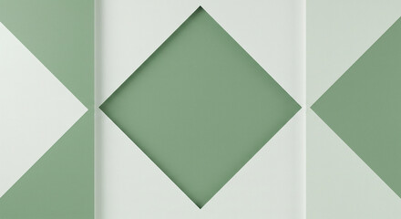 Poster - Abstract green and white background with geometric diamond and triangle pattern. Elegant textured shapes and angles in modern contemporary design.
