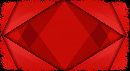 Poster - abstract red background with black grunge borders, triangle shapes in red transparent layers with angles and geometric pattern design in elegant modern background layout