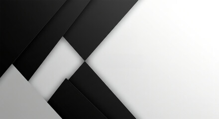 Poster - abstract black and white background with geometric pattern of triangle layers and block shapes
