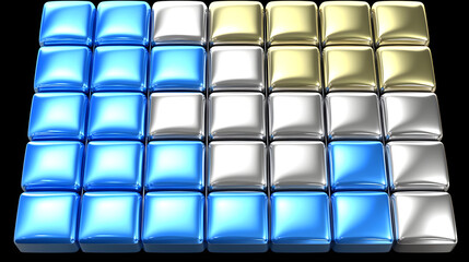 Poster - Colorful metallic blocks arrangement digital art abstract design studio environment aerial view contemporary concept