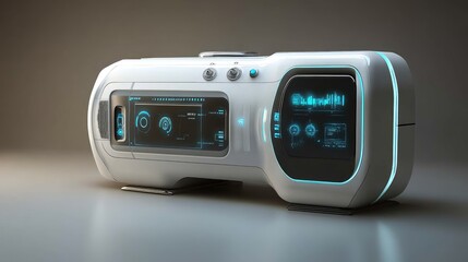 Poster - A futuristic kitchen appliance concept with smart connectivity features.