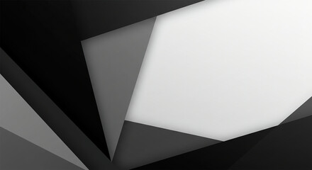 Poster - abstract black and white background with geometric pattern of triangle layers and block shapes