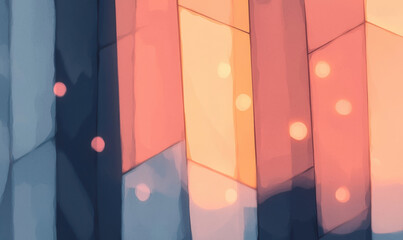 Poster - Exploring Modern Architecture: A Colorful Abstract Representation Highlighting Geometric Patterns and Urban Design Aesthetics in Architectural Visuals