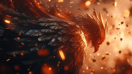 Poster - Explosive and Dramatic Abstract Fiery Flames and Sparks in Chaotic Motion
