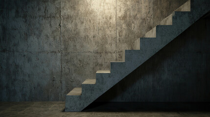 Aufkleber - Modern Concrete Staircase in an Industrial Style with Raw Textured Walls