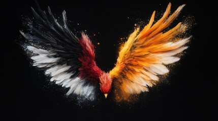 Poster - Fiery Wings of Combustion   Explosive Abstract Art Depicting Dynamic Energy and Primal Elemental Forces