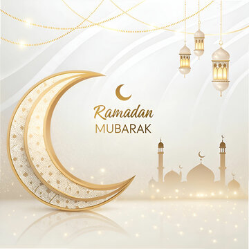 A clean and modern composition featuring soft cream tones for Eid