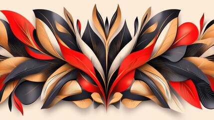 Poster - Vibrant abstract geometric pattern with flowing organic shapes and dynamic composition