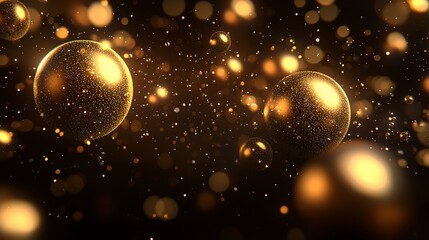 Poster - Golden spheres, glittering background, celebration, abstract