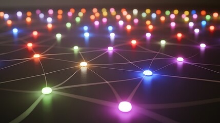 Poster - A visualization of a decentralized finance network with blockchain nodes.