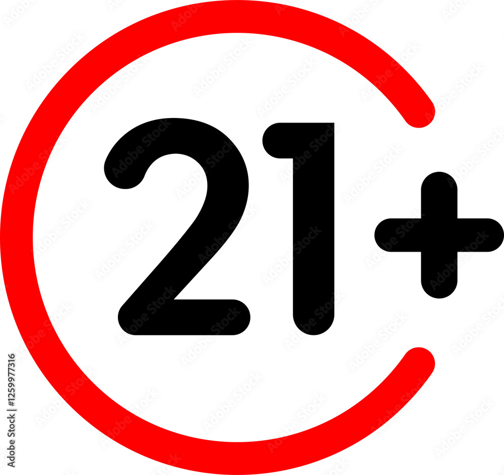 Age limit sign color style age restriction 21 plus Stock Illustration ...