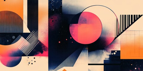Poster - Abstract art features geometric shapes and a varied color palette
